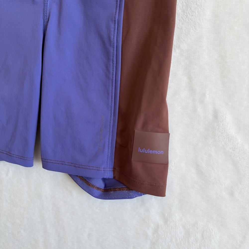Lululemon purple‎ brown biker shorts Hike to Swim Short size 2 - Picture 2 of 9